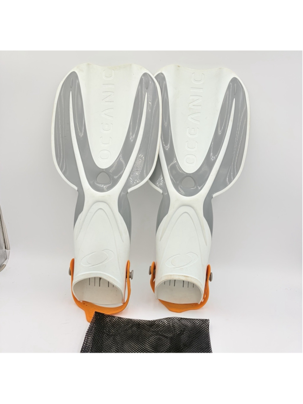 Oceanic Snorkel Fins Gray Yellow Adjustable Strap Large Men 9–13 Womens 10-14